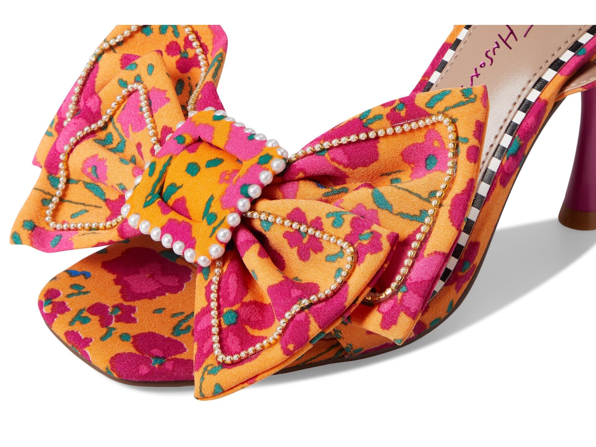 Betsey Johnson Women's Denly Heeled Sandal, Orange Floral, 8.5