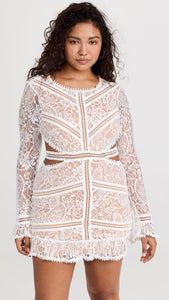 For Love & Lemons Women's Emerie Cutout Dress, White, L
