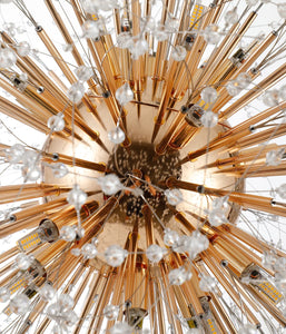 Isamacc Modern Crystal Chandelier Gold, 24-Light Large Firerwork Chandelier for Living Room, 39.3" Crystal Sputnik Pendant Lighting for Entry Hallway Foyer