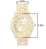 Load image into Gallery viewer, Charles Raymond Women's Big Rocks Bezel Colored Dial with Roman Numerals Fully Iced Out Watch - ST10327LA (Gold-Gold)
