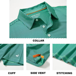 Golf Shirts for Men Dry Fit Moisture Wicking Casual Sport Short Sleeve Mens Golf Polo Shirts Green Stripe