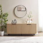 Load image into Gallery viewer, Walker Edison Modern Reema Scandinavian Fluted 4-Door Kitchen Storage Sideboard Buffet Cabinet Console, 69 Inch, Coastal Oak
