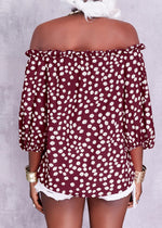 Load image into Gallery viewer, Teurkia Womens Summer Off Shoulder Blouse Floral Print 3/4 Sleeve Casual Chiffon Tops Shirts
