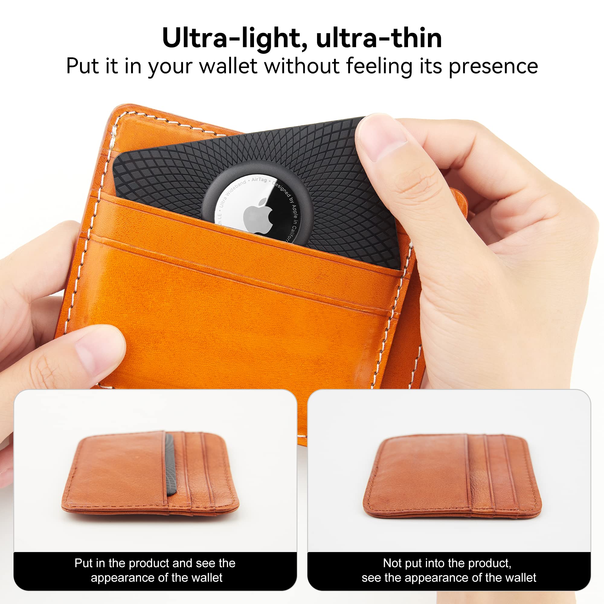 GOCII for Airtag Wallet Holder 2 Pack,Ultra Thin Card Case for Apple Airtag,Airtag Card Holder for Purse, Handbag, Backpack Wallet, Clutch Bag