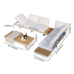Load image into Gallery viewer, homary 6 Piece Aluminum &amp; Teak Outdoor Sofa Set, Patio Sofa Seat L-Shaped Outdoor Sectional Sofa Set with Adjustable Backrests/Waterproof/Fade Resistant Cushions Ideal for Patios/Balconies,Light Gray
