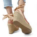 Load image into Gallery viewer, DREAM PAIRS Womens Open Toe Espadrilles Dressy Lace Up Strappy Wedges Sandals SDPW2301W,Nude,8
