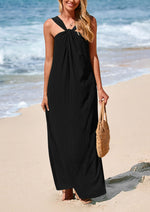 Load image into Gallery viewer, PRETTYGARDEN Womens 2025 Casual Long Summer Dresses Sleeveless Strappy Loose Flowy Beach Vacation Maxi Dress with Pockets (Black,Medium)
