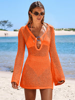 Load image into Gallery viewer, ANRABESS Women Beach Crochet Cover Ups Summer Knit Swimwear Mesh Bathing Suit Hollow Out Dress 2025 Vacation Swimsuit Orang
