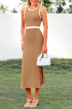 Load image into Gallery viewer, PRETTYGARDEN Women Bodycon Midi Dress 2025 Summer Spring Casual Vacation Sundress Fitted Sleeveless Tank Dresses (Z_Khaki,Medium)
