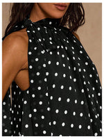 Load image into Gallery viewer, Verdusa Women's Polka Dots Blouses Going Out Halter Top Tie Neck Sleeveless Dressy Tops Black and White Medium
