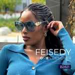 Load image into Gallery viewer, FEISEDY Women's Fashion Sunglasses, Oversized Square Frame with Pearl Sparkling, Polarized UV Protection B2821
