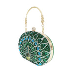 Load image into Gallery viewer, MAIRLOM Women's Evening Bags Sparkly Rhinestone Clutch Purses Luxury Diamond Peacock Handbag for Wedding Party Formal（Green Peacock）
