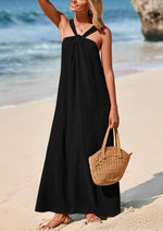 Load image into Gallery viewer, PRETTYGARDEN Womens 2025 Casual Long Summer Dresses Sleeveless Strappy Loose Flowy Beach Vacation Maxi Dress with Pockets (Black,Medium)
