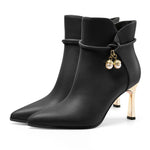 Load image into Gallery viewer, GOFOURTHAT Booties for Women Kitten Heels Pointed Toe Womens Ankle Boots Side Zipper Casual Party Office Dressy Shoes 3 Inch Black Matte Size 9
