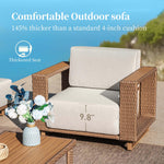 Load image into Gallery viewer, SUNSHINE VALLEY Patio Sectional Furniture, Outdoor Yellow Rattan Wicker Sofa with 10''Ultra-Thick Cushions, L Shaped Modular Patio Conversation Set, Low Profile Lawn Garden Backyard Couch Set
