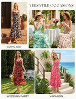 Load image into Gallery viewer, GRACE KARIN Womens Maxi Floral Sundresses Summer Beach Boho Dress Spaghetti Strap Dresses Casual Fashion Clothes with Pockets Orange Floral M
