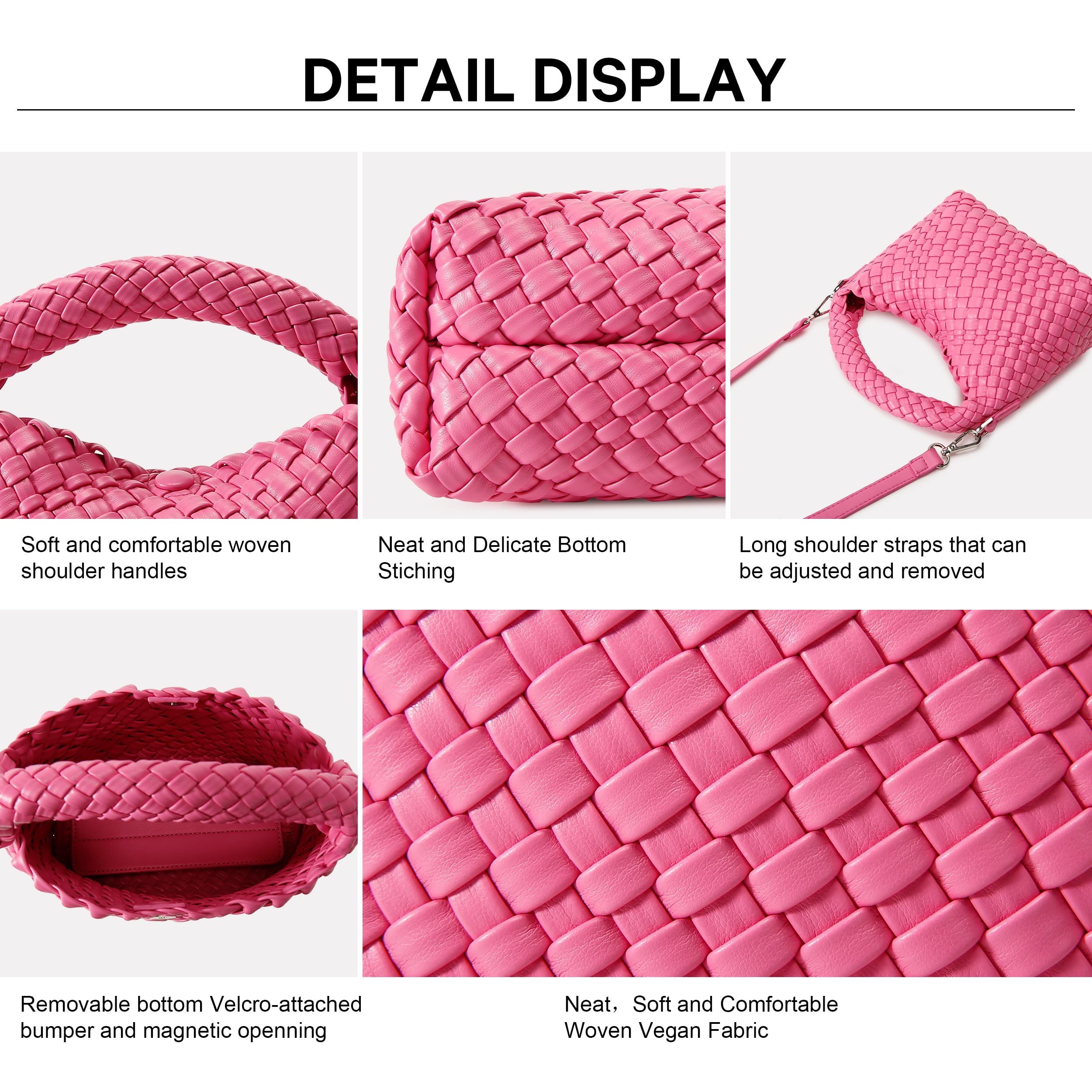 Fashion Small Woven Bag for Women, Handmade MINI HOBO Tote Bag Crossbody Handbag Travel Summer Beach Bag