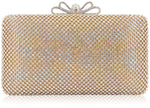 Load image into Gallery viewer, Dexmay Rhinestone Crystal Clutch Purse with Bow Clasp Evening Bag for Wedding Party Gold
