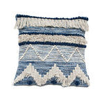 Load image into Gallery viewer, Chardin home Montego Farmhouse Decorative Throw Pillow Covers (Set of 2). Boho Soft Warm Cotton Woven Square Pillow Cover 18x18 for Couch Sofa Bedroom, Blue/Off-White

