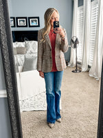 Load image into Gallery viewer, ELLEVEN Womens Casual Plaid Blazer Lapel Collar Double Button Long Sleeve Boyfriend Blazer Suit Houndstooth Plaid Blazer Jacket Business Work Office Blazer Suits Brown Plaid Large
