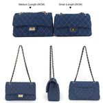 Load image into Gallery viewer, M-ioi-M Quilted Denim Crossbody Bags for Women, Chain Strap Shoulder Bags, Classic Medium Double Flap Purse, Gold Hardware Tote Bags, Trendy Designer Retro Jean Purse, Everyday Handbags (Blue, Medium)
