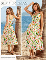 Load image into Gallery viewer, GRACE KARIN 2026 Women's Spaghetti Vacation Sundress Summer Beach Flowy Boho Floral Maxi Dresses with Pockets White Blue Floral M
