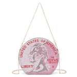 Load image into Gallery viewer, Covelin Women&#39;s Dollar Coin Handbag Rhinestone Purse Evening Clutch Bag Pink
