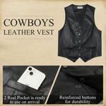 Load image into Gallery viewer, Giftdigger Men's Western Cowboy Vest,Vintage Cowboy Suit Vest with Bolo Tie, Slim Wedding Vests,Leather Light Casual Vests,Black Vintage Western Denim Casual Waistcoat, XXL
