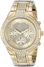 Load image into Gallery viewer, GUESS Women&#39;s Gold-Tone Stainless Steel Crystal Embellished Bracelet Watch with Day, Date + 24 Hour Military/Int&#39;l Time. Color: Gold-Tone (Model: U0628L2)
