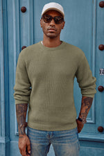 Load image into Gallery viewer, PJ PAUL JONES Sweaters for Men Crewneck Cable Knit Waffle Textured Pullover Sweater Men Green
