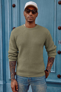 PJ PAUL JONES Sweaters for Men Crewneck Cable Knit Waffle Textured Pullover Sweater Men Green