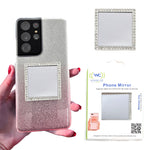 Load image into Gallery viewer, Wireless City Diamond Bling Makeup Mirror for Phone Case - Silver, Stick-On Vanity Mirror with Cubic Zirconia Stones, Universal Fit, Perfect for Selfies and Makeup Touch-Ups
