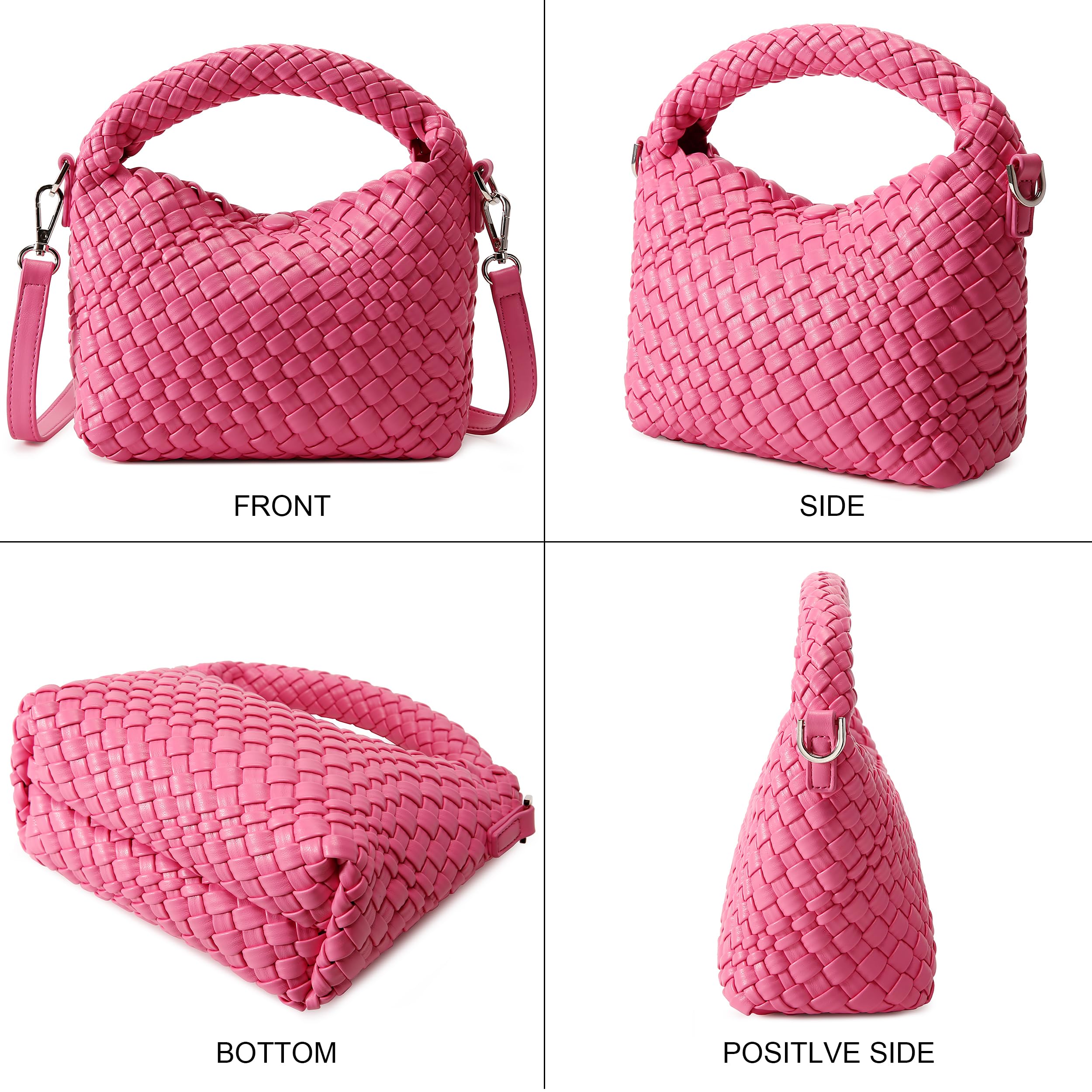 Fashion Small Woven Bag for Women, Handmade MINI HOBO Tote Bag Crossbody Handbag Travel Summer Beach Bag