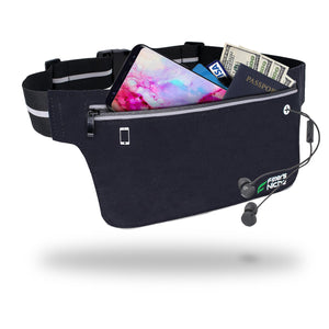 Fitter's Niche UltraSlim Fanny Waist Pack, Versatile for Men and Women, Bounce-less Sports Hiking Running Hip Bag, Extendable Belt, Infinite Black