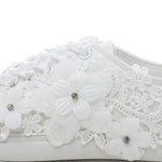 Load image into Gallery viewer, Elivandon 16054 Wedding Shoes Bridal Sneakers Flats Bride Tennis Shoes Flowers Lace Sneakers Colour Ivory,Size 9 B(M) US/40 EU
