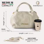 Load image into Gallery viewer, Baroncelli Italian Beige Leather Purse for Women Genuine Soft Leather Medium Size Shoulder Crossbody Bag Made in Italy
