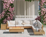 Load image into Gallery viewer, Grand patio 9-Piece Patio Furniture Set with 47" Fire Pit Table, Outdoor Conversation Set &amp; 50,000 BTU 47 Inch Rectangle Propane Fire Pit &amp; Storage Box with Water Resistant Thick Cushions, Cream
