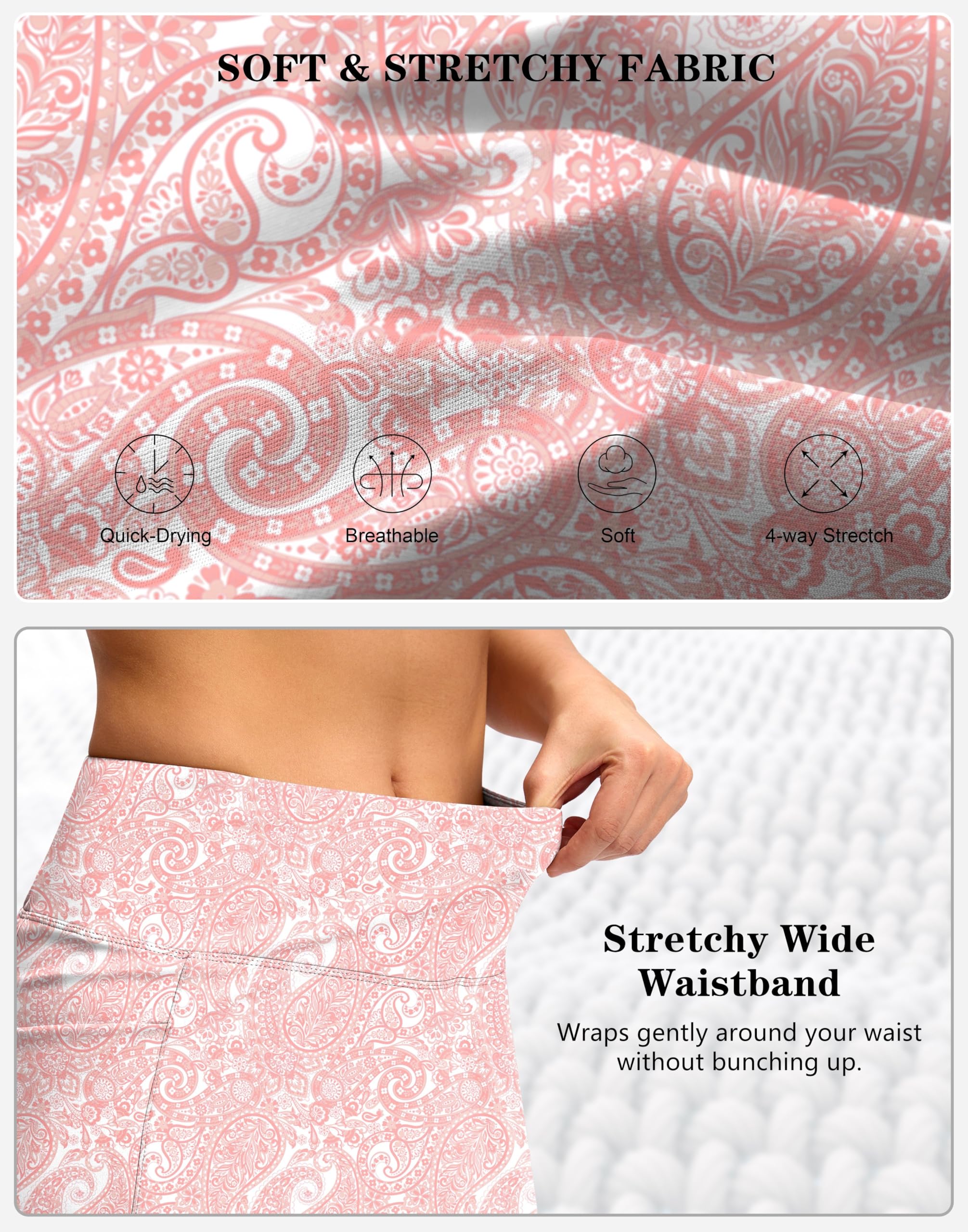 G Gradual Women's Golf Skirts Skort 4 Side Pockets High Waisted Stretchy Tennis Skirt with Short Athletic Casual (Pink Paisley, L)