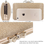 Load image into Gallery viewer, Dexmay Rhinestone Crystal Clutch Purse with Bow Clasp Evening Bag for Wedding Party Gold
