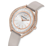 Load image into Gallery viewer, SWAROVSKI Crystalline Aura Watch, Leather Strap, Gray, Rose-Gold Tone; Swiss Made
