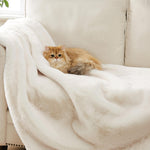 Load image into Gallery viewer, UGG Euphoria Plush Faux Fur Throw Blanket Medium Weight Reversible Luxury Soft Throw for Couch Bed or Chair Hypoallergenic Machine Washable Home Decor Fluffy Blanket, 50-inch x 70-inch, White Snow

