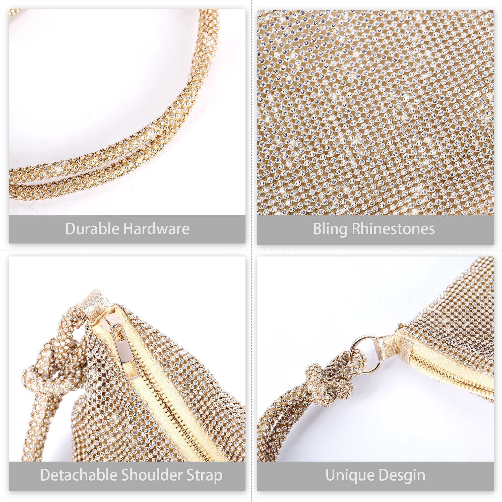 Rhinestone Purse Sparkly Evening bag Silver Clutch Purses for Women Evening, Cross Body Handbags for Party Prom Club Wedding