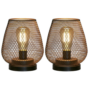 JHY DESIGN Set of 2 Metal Cage LED Lantern Battery Powered Cordless Accent Light with LED Great for Weddings Parties Patio Events for Indoors Outdoors