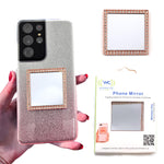 Load image into Gallery viewer, Wireless City Diamond Bling Makeup Mirror for Phone Case - Rose Gold, Stick-On Vanity Mirror with Cubic Zirconia Stones, Universal Fit, Perfect for Selfies and Makeup Touch-Ups
