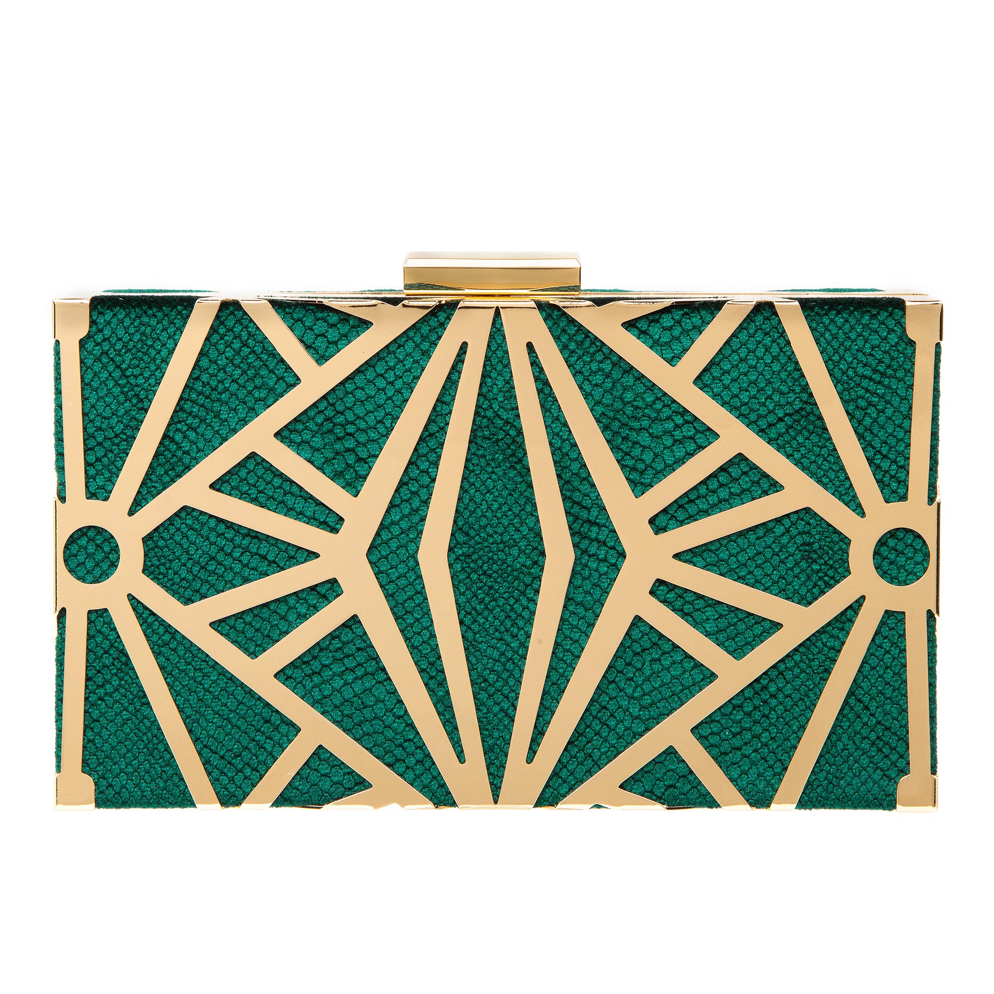 CARIEDO Women Evening Bag Elegant Clutch Purse Exquisite Velvet Metal Hollow out Handbags Prom Wedding Party (Green)