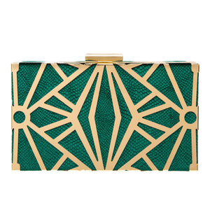 CARIEDO Women Evening Bag Elegant Clutch Purse Exquisite Velvet Metal Hollow out Handbags Prom Wedding Party (Green)