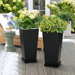 Load image into Gallery viewer, TUYOHW Set of 2 Large Planter for Indoor or Outdoor 24&quot; Tall Flower Pots Tapered Planters with Tray for Porch, Patio, Backyard, Large Planters for Outdoor Indoor Plants (Black)
