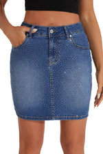 Load image into Gallery viewer, GUANYY Denim Skirt for Women High Waisted Mini Blue Jean Skirt Sparkly Diamond 2025 Diamond Medium
