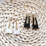 Load image into Gallery viewer, Black Dangle Earrings for Women Gold Sparkly Geometric Drop Statement Fashion Jewelry
