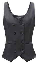 Load image into Gallery viewer, Foucome Womens Suit Vest Double Breasted V-Neck Fashion Dressy Casual Waistcoat Vest for Women (Grey, M)
